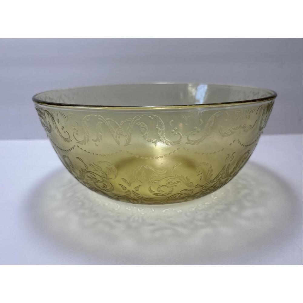 Vintage Federal Glass Madrid Amber Depression Glass 10” Serving Bowl
